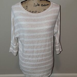 Market & Spruce tan and white lightweight sweater